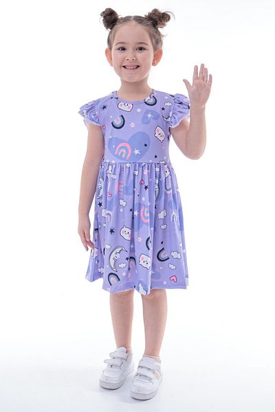 minikiss 3 Pieces Summer Printed Lycra Girl's 3-Piece Dress