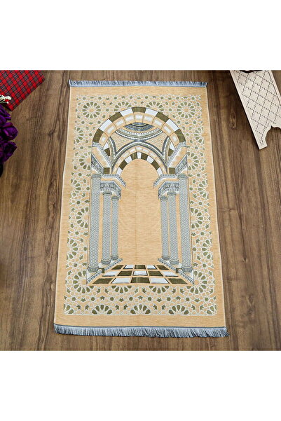 İkranur Μεντάλιν Πολυτελές Χαλί προσευχής σενίλ Βιζόν (66x116cm) 520 γρ.