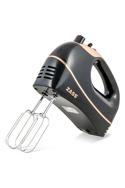 Zass ZHM 20 Rose Gold hand mixer, 300W power, 5 speeds, 2 whisks and 2 chrome hooks, Black