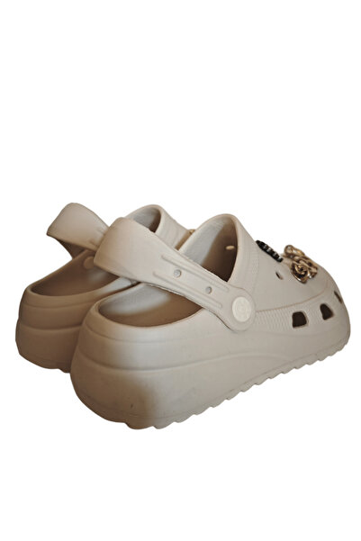 Famele's 205 شبشب نسائي يومي من Ecru Eva Beach Sea مزود بسلسلة من الحجر التشريحي