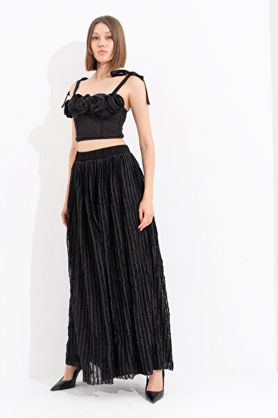 Kikiriki Black Lined Long Lace Skirt
