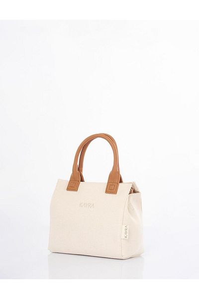 Kayra Medium Size Canvas Bag with Leather Garnish