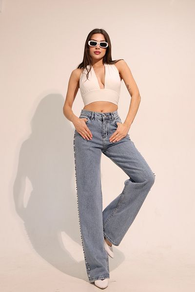AURRARİ Pearl Patterned Denim Trousers
