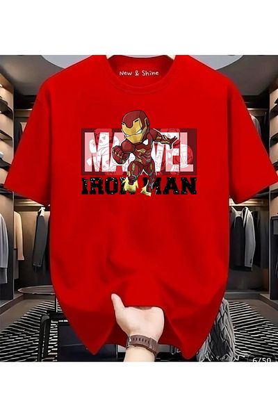New Shine 1 T-Shirt Is a Gift for Purchases of 6 or More in the Cart - Super Hero Iron Man Printed Oversize T-Shirt