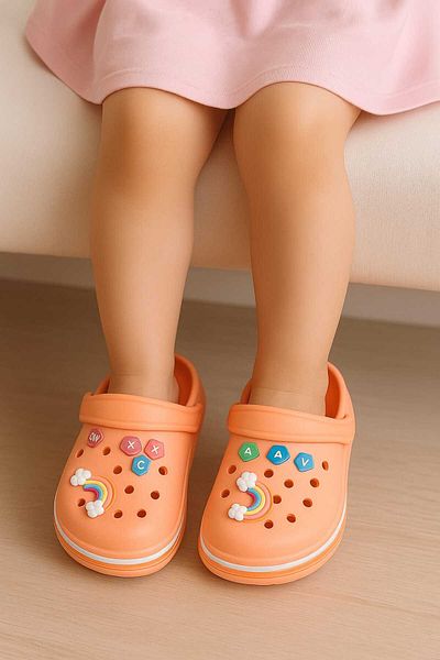 gigigiyim Rainbow Printed Girl's Sandals-Slippers Yavruağzı
