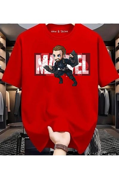 New Shine Superhero Captain America Printed Oversize T-Shirt