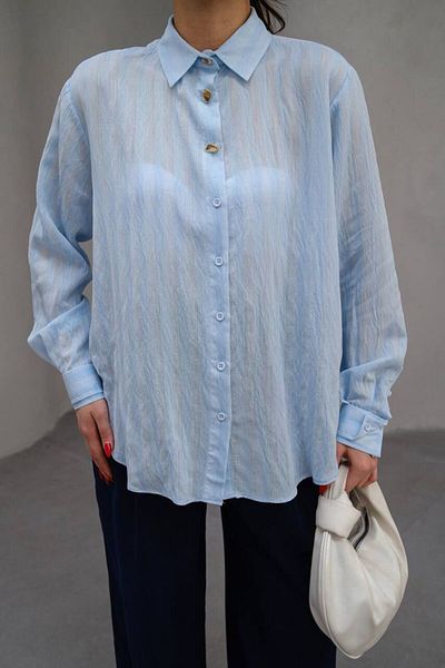CONCEPTbyOkanGüler Gold Button Shirt-Blue - L