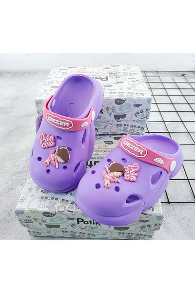 gigigiyim Princess Detailed Girls' Sandals-Slippers Purple