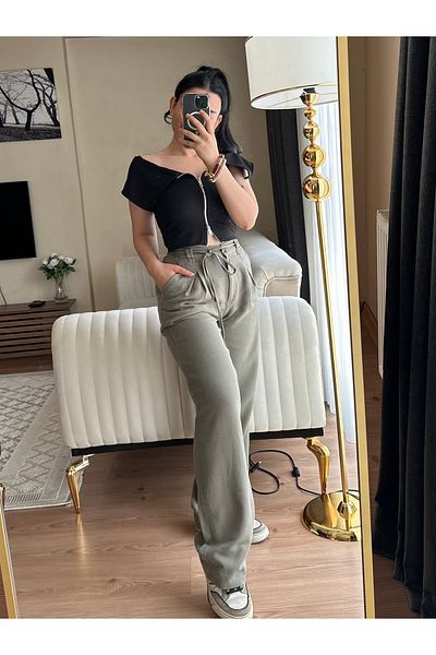 Elegant Λινό παντελόνι με ελαστική μέση