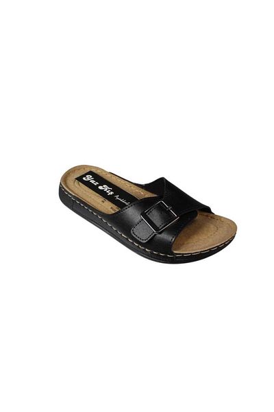 Yaz Kış Ayakkabı Yazkiş Women's Black Cream Red Single Strap Buckle Soft Comfort Sole Slippers