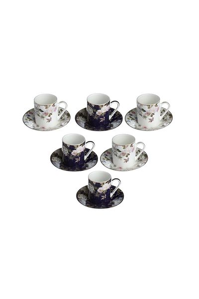Lucky Art Luckyart Fleurisse Bone Set of 6 Coffee Cups