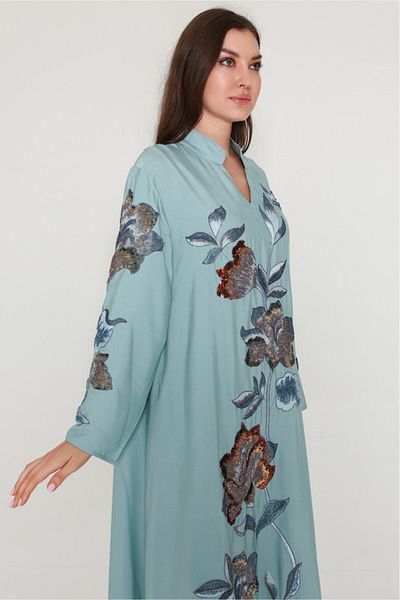 IKKXA Vibrant Floral Embroidered Jalabiya