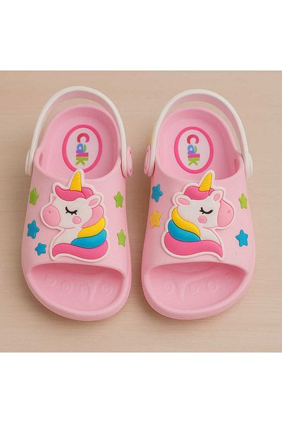 gigigiyim Unicorn and Star Patterned Girls' Sandals-Flip Flops Pink