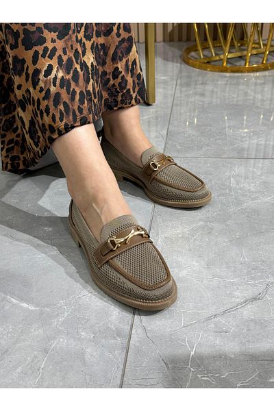 DERİ KABUSU Knitwear Buckle Women's Loafer Shoes 1607