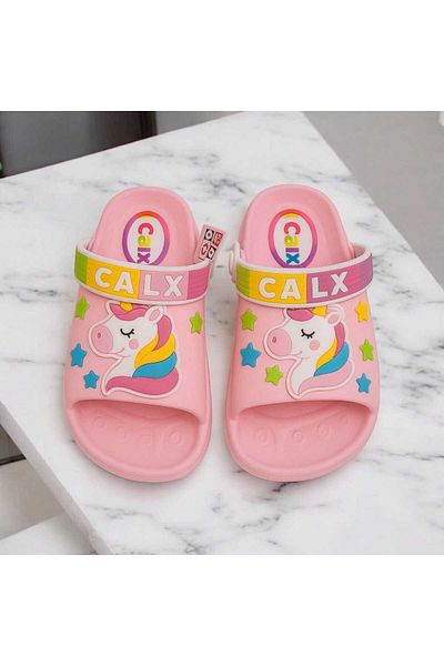 gigigiyim Unicorn and Star Patterned Girls' Sandals-Flip Flops Pink