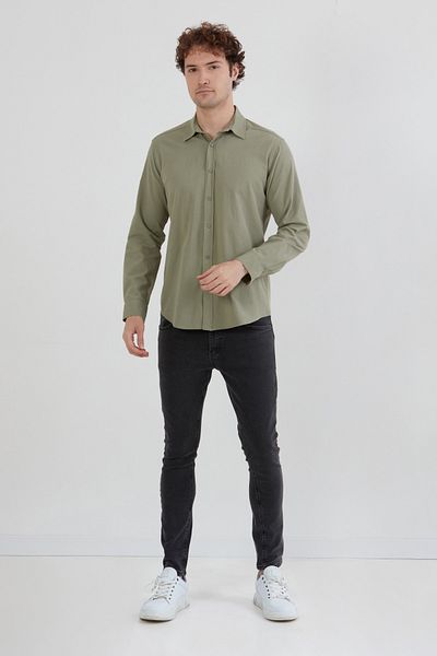 Fulla Moda Βασικό πουκάμισο Gabardine με κουμπωτά