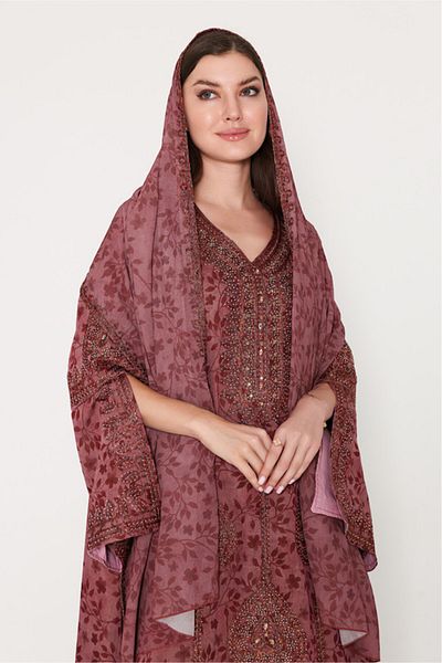 IKKXA Wide Split Sleeve Arabian Jalabiya with Scarf