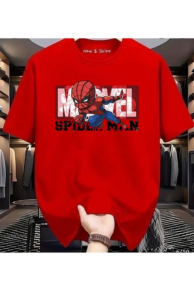 New Shine Superhero Spider-Man Printed Oversize T-Shirt