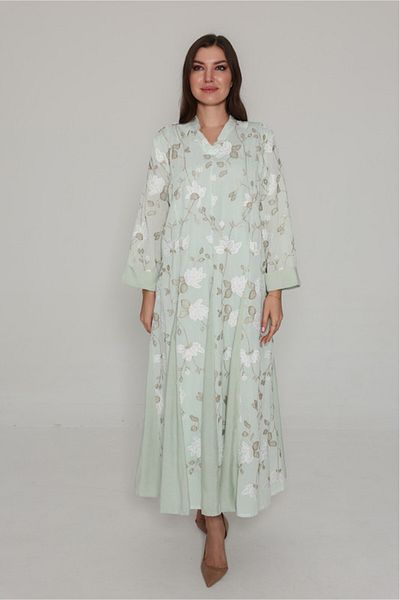 IKKXA Floral Embroidered Modern Jalabiya