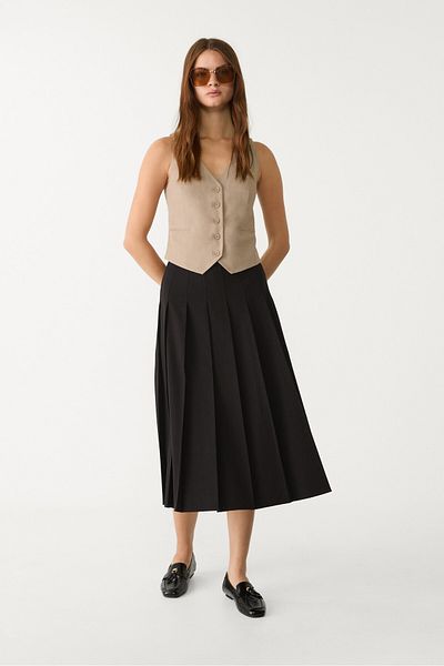 Stradivarius Midi skirt with box pleats