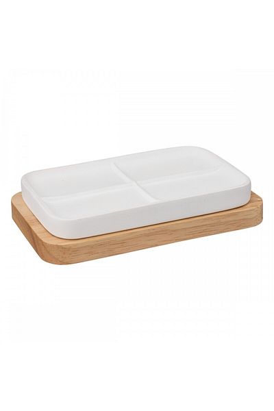 5 five simply smart Resin Natureo soap dish, polymer, wood, 13.2 x 8.6 x H 2.7 cm