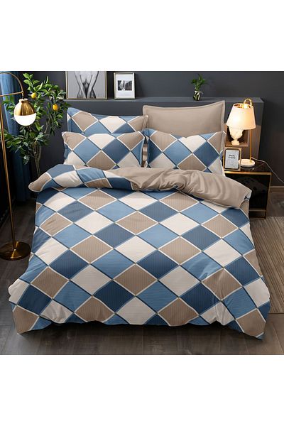 Five Store Single bed linen with elastic cover, Thora, mercerized cotton, multicolor, 3 pieces