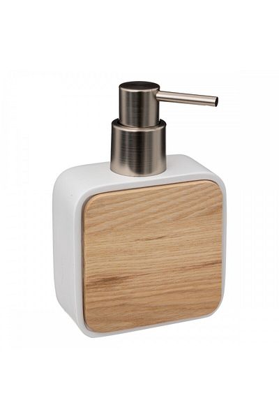 5 five simply smart Resin Natureo liquid soap dispenser, polymer, wood, 9.8 x 5 x H 14.7 cm