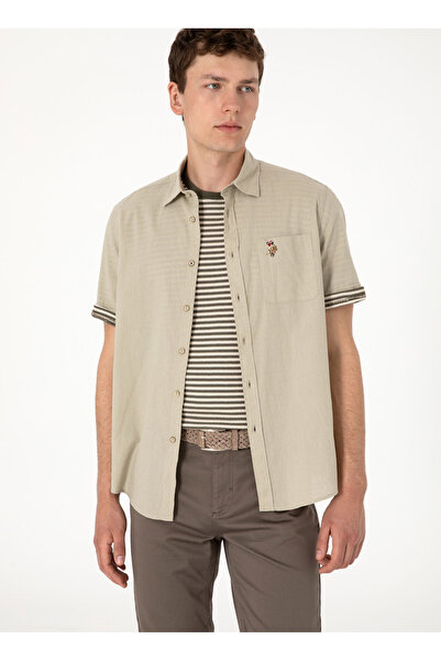 U.S. Polo Assn. U.S. Polo Assn. Comfort Fit Gömlek Yaka Yeşil Erkek Gömlek ELFY