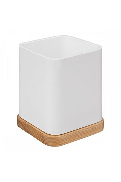 5 five simply smart Resin Natureo toothbrush holder, polymer, wood, 8.2 x H 10 cm