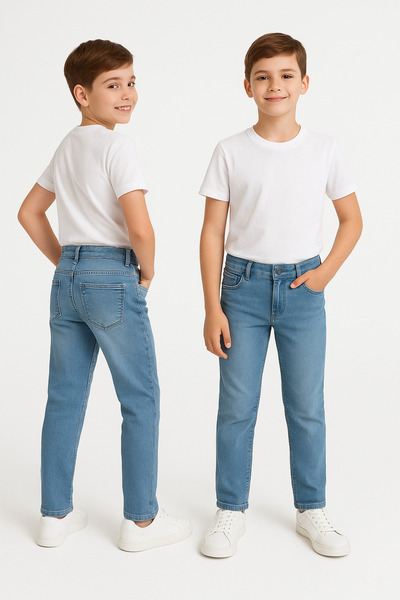 Trend Bebe Butik Pantaloni din denim slim fit pentru băieți, cu talie reglabi...