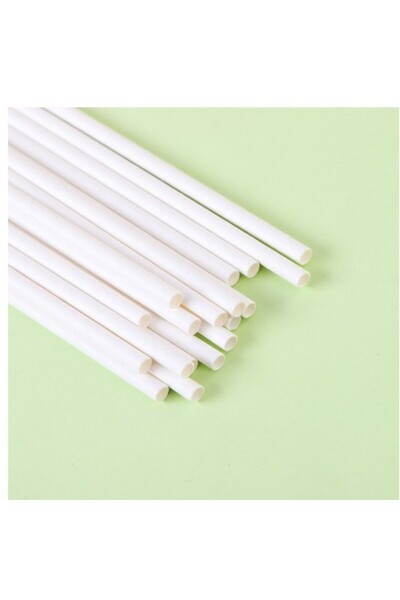 FONIX Σετ 100 καλαμάκια, χάρτινα, 20 εκ., απλό μοντέλο, λευκό