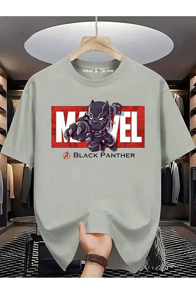 New Shine Μπλουζάκι Super Hero Black Panther με στάμπα Oversize