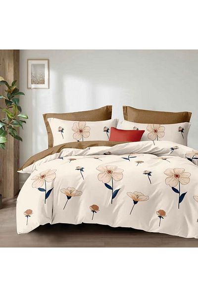 Five Store Double bed linen with elastic cover, Baisha, mercerized cotton, multicolor, 4 pieces