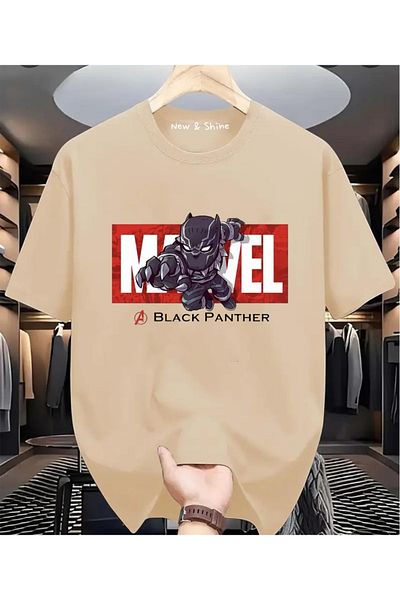 New Shine Μπλουζάκι Super Hero Black Panther με στάμπα Oversize