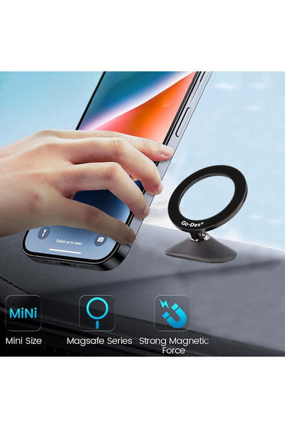 Go-Des Magnetic Phone Holder, 360° Rotation, Strong Grip, Dashboard Mount Compatible - GD-HD215