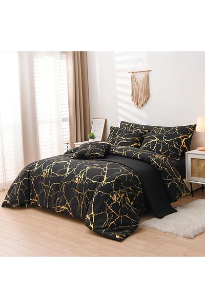 Five Store Double bed linen with elastic cover, Torvald, mercerized cotton, multicolor, 4 pieces