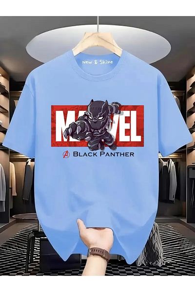 New Shine Tricou supradimensionat cu imprimeu Supererou Black Panther