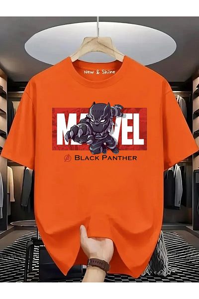 New Shine Μπλουζάκι Super Hero Black Panther με στάμπα Oversize