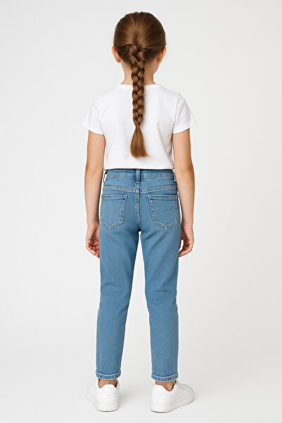 Trend Bebe Butik Kız Çocuk Slim Fit Kot Pantolon | Ayarlanabilir Bel | Rahat ve Esnek Günlük Jean Modeli Spor Şık Kot