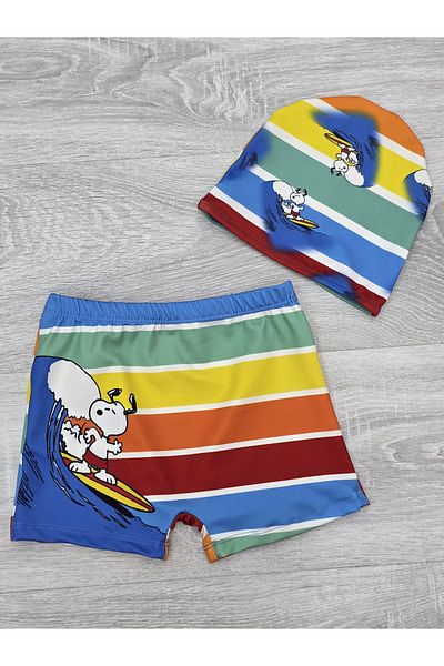 MODANINO Set de costume de baie pentru băieți cu carouri și pantaloni scurți 12256