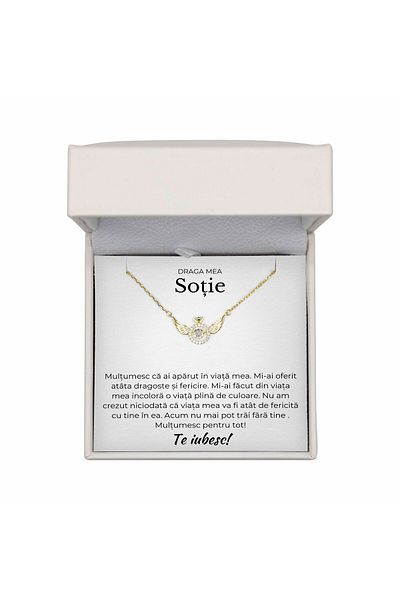 The Jewel Heart Colier Cadou Argint 925 Cu Mesaj De Dragoste Pentru Soție, Cutie LED Premium, Placat cu Aur 14K