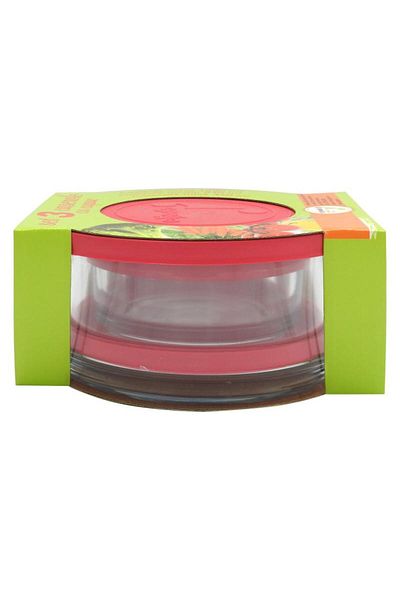 DAR CASEROLA STICLA ROTUNDA CU CAPAC PLASTIC SET 3 PIESE B73567