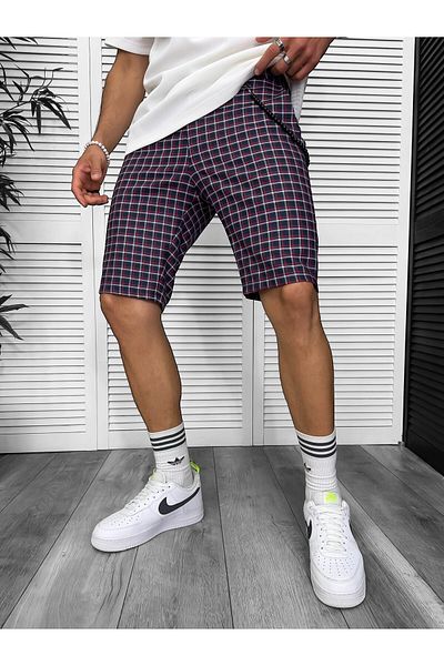 dehaine Men's casual checked shorts, navy blue, 13334