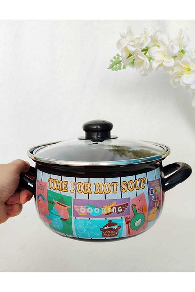 EBRULİEMAYE Hot Soup Small Size Enamel Pot 2 Liter 18 cm Milk Yogurt Soup Stew Pot