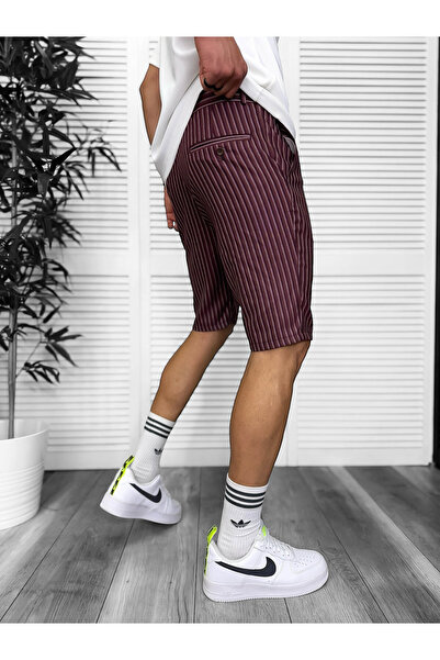 dehaine Men's striped casual shorts, burgundy, 13326