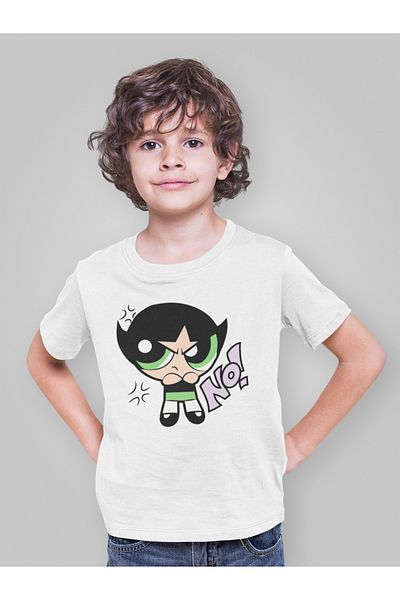SEVBANO Tricou pentru copii Power Puff Girls Buttercup imprimat unisex cu desene animate (vârsta 1-12)