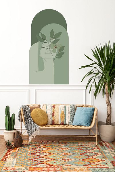 Piksel Grafik Bohemian Blocks Women Wall Decor Sticker, Wall Covering