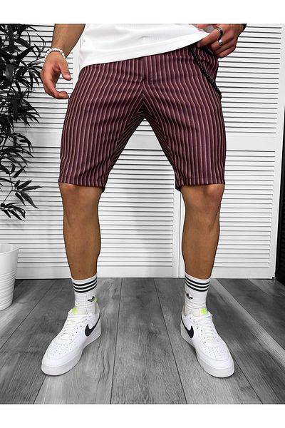 dehaine Men's striped casual shorts, burgundy, 13326