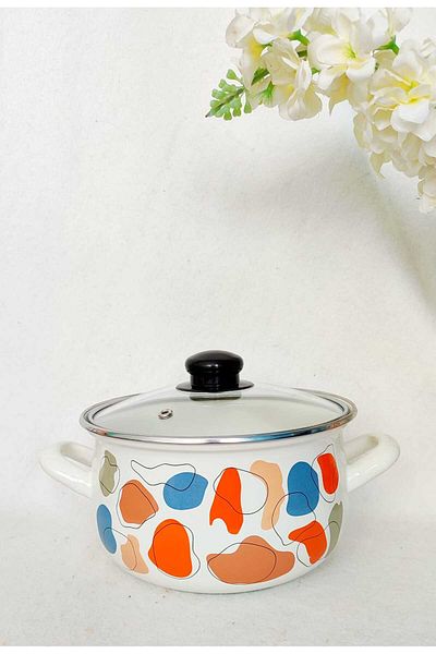 EBRULİEMAYE Dalmatian Enamel Pot 4 Liter 22 cm Milk Yogurt Soup Stove Pot