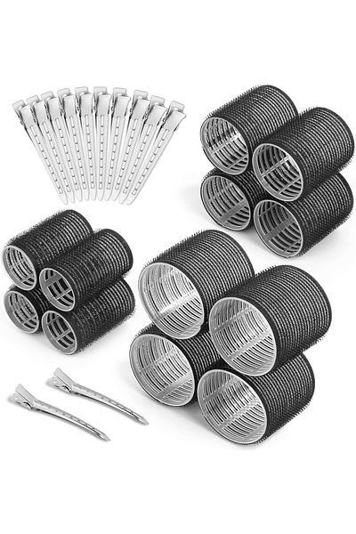 ELAUR 24 Pcs Thermal Hair Rollers & Clips, Self Holding Hair Curlers with Clips, Large Rollers for H